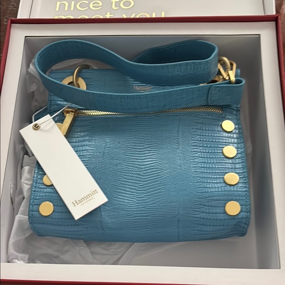 Hammitt Handbags - Hammitt Teacup Blue Tony (sm)Crossbody Bag with Gold Accents